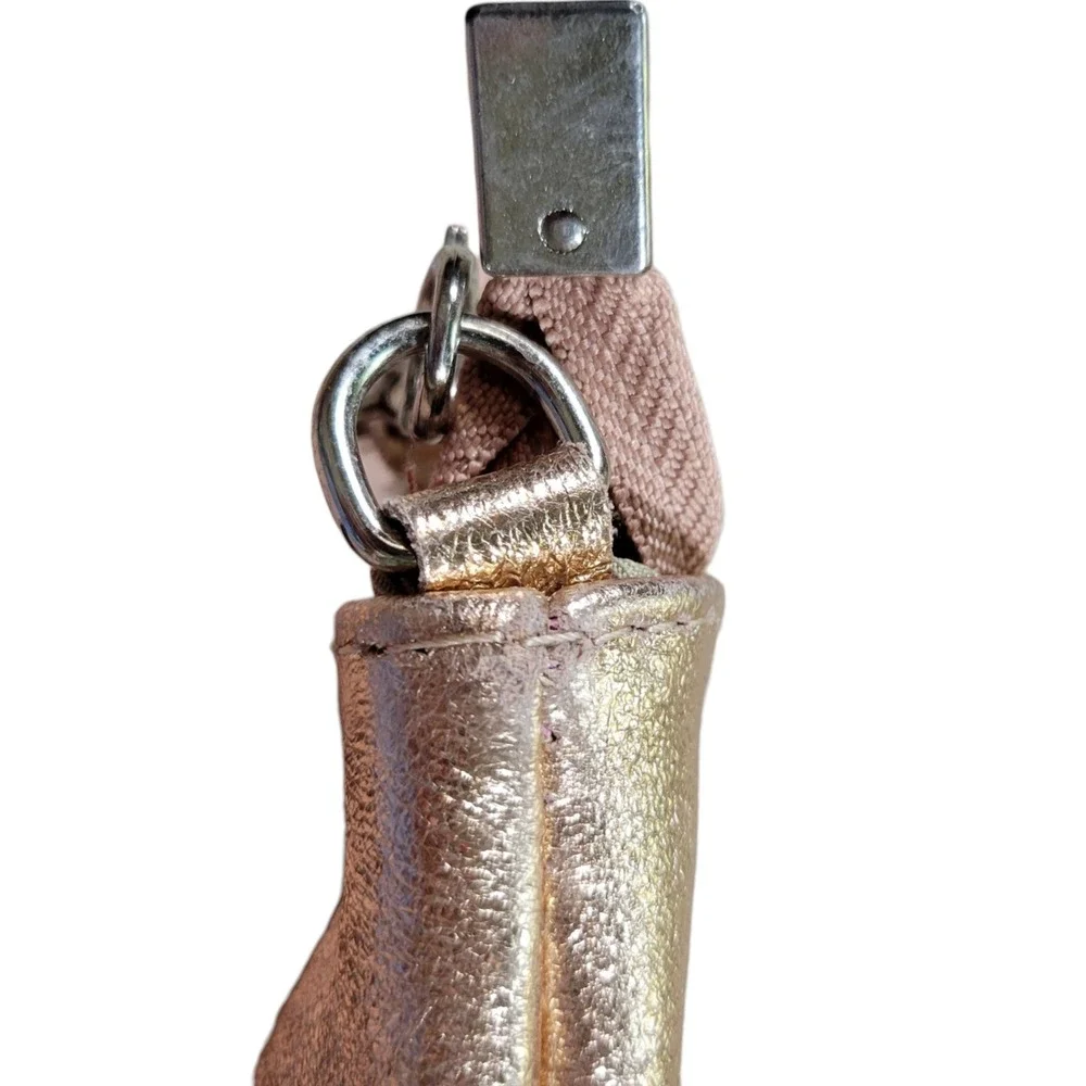 Genuine Leather Crossbody Bag Womens Small Rose Gold Metallic Glitter Italy Made